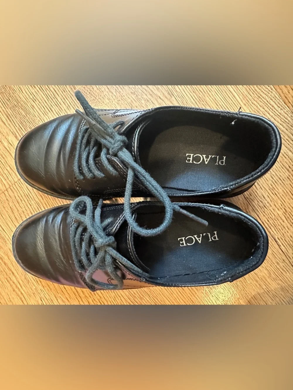 The Children’s Place Kids Black Dress Shoes w/ Shoelaces Size 3 Graduation/Party
